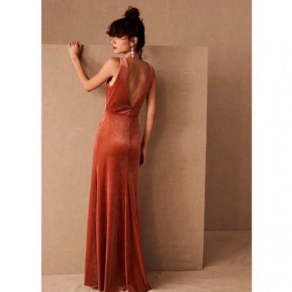 Jenny Yoo Logan Rose Deep V Neck Velvet Sleeveless Maxi Gown Size 2 - Picture 5 of 16